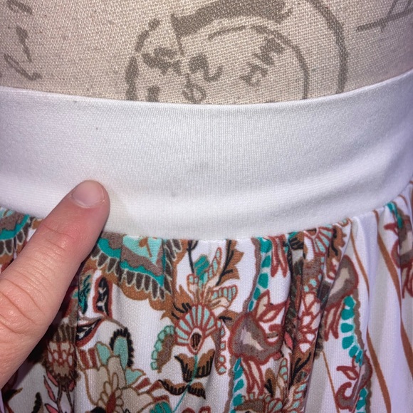 NY & Co Volup Maxi Skirt Paisley Floral Tan Turquoise XXLarge Summer Attire - Picture 8 of 8